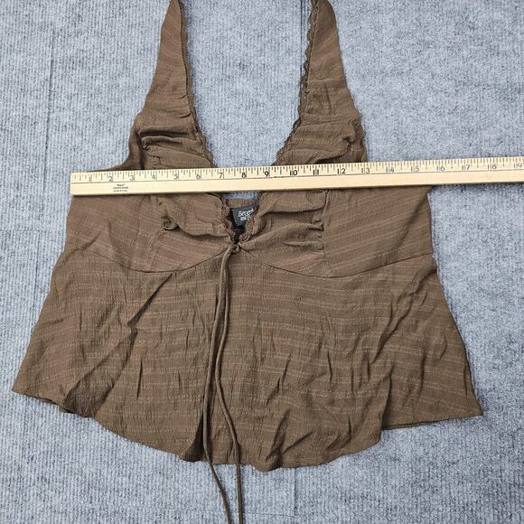 Beverly and Beck Halter Top Womens Large Y2K Brown Boho Festival Western Preppy - Picture 3 of 6